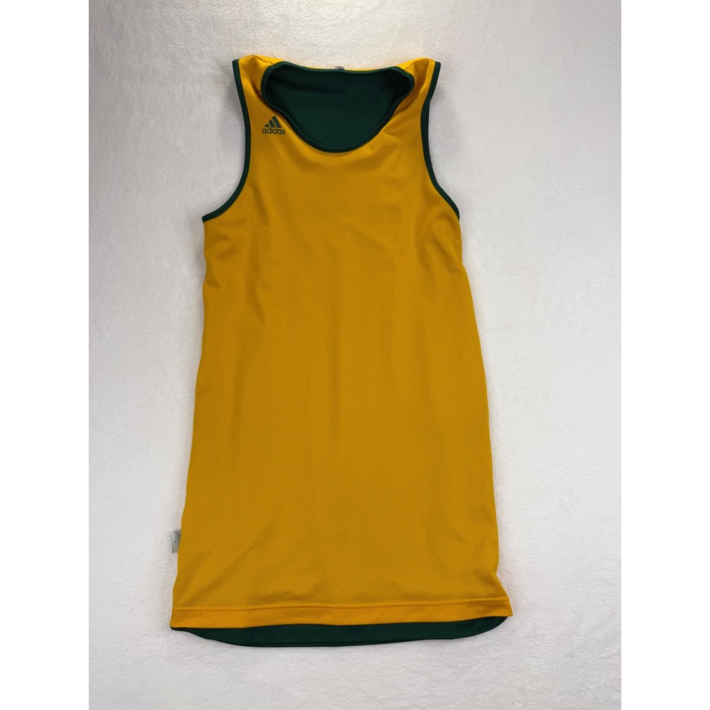 Adidas Mens Reversible Basketball Jersey Green Yellow Climalite Large Length +2 - Picture 7 of 9